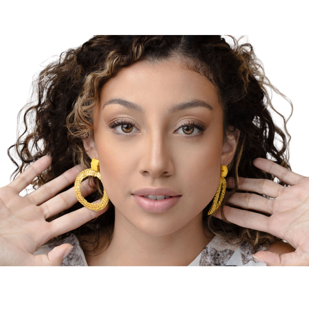 Crazy circle yellow earrings
