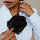 Flower Silk Black Brooch