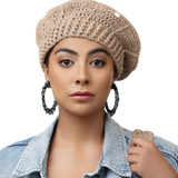 Emily Light Brown Crochet Beret