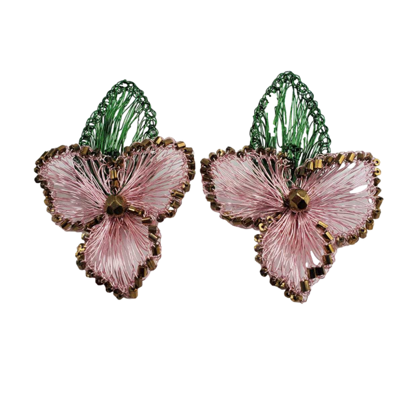 Crochet orchid earrings