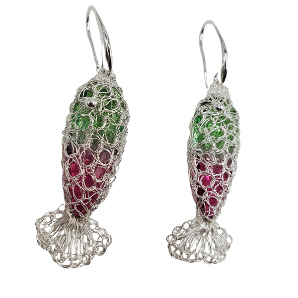 Summer silver fish earrings