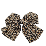 Leopard Satin Bow Barrette