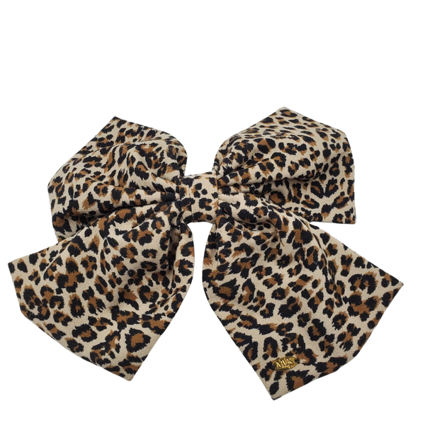 Leopard Satin Bow Barrette