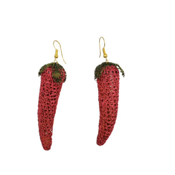 Chilli pepper crochet earrings