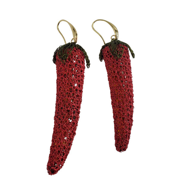 Chilli pepper crochet earrings