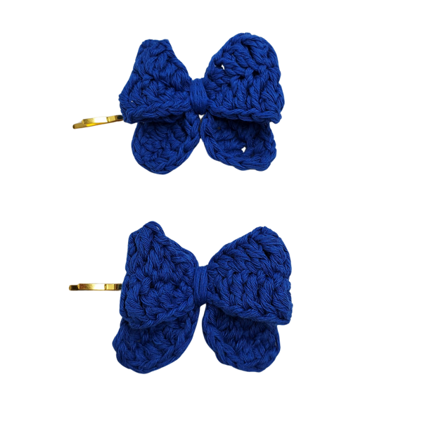 VIDA Bobby Pin Crocheted Pair Blue