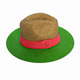 Straw hat In Crown Shape Neon Green