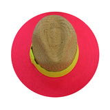 Straw Hat In Crown Shape Neon Pink